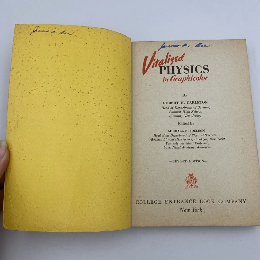 Vintage Vitalized Physics Carleton College‎ Entrance Book Co. Paperback 1946